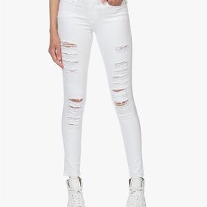 Frame Le Skinny Super Slim Stretchy White Jeans - 26